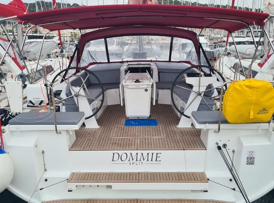 Cockpit of Dommie, a Beneteau Oceanis 46.1 sailboat at Split, Croatia