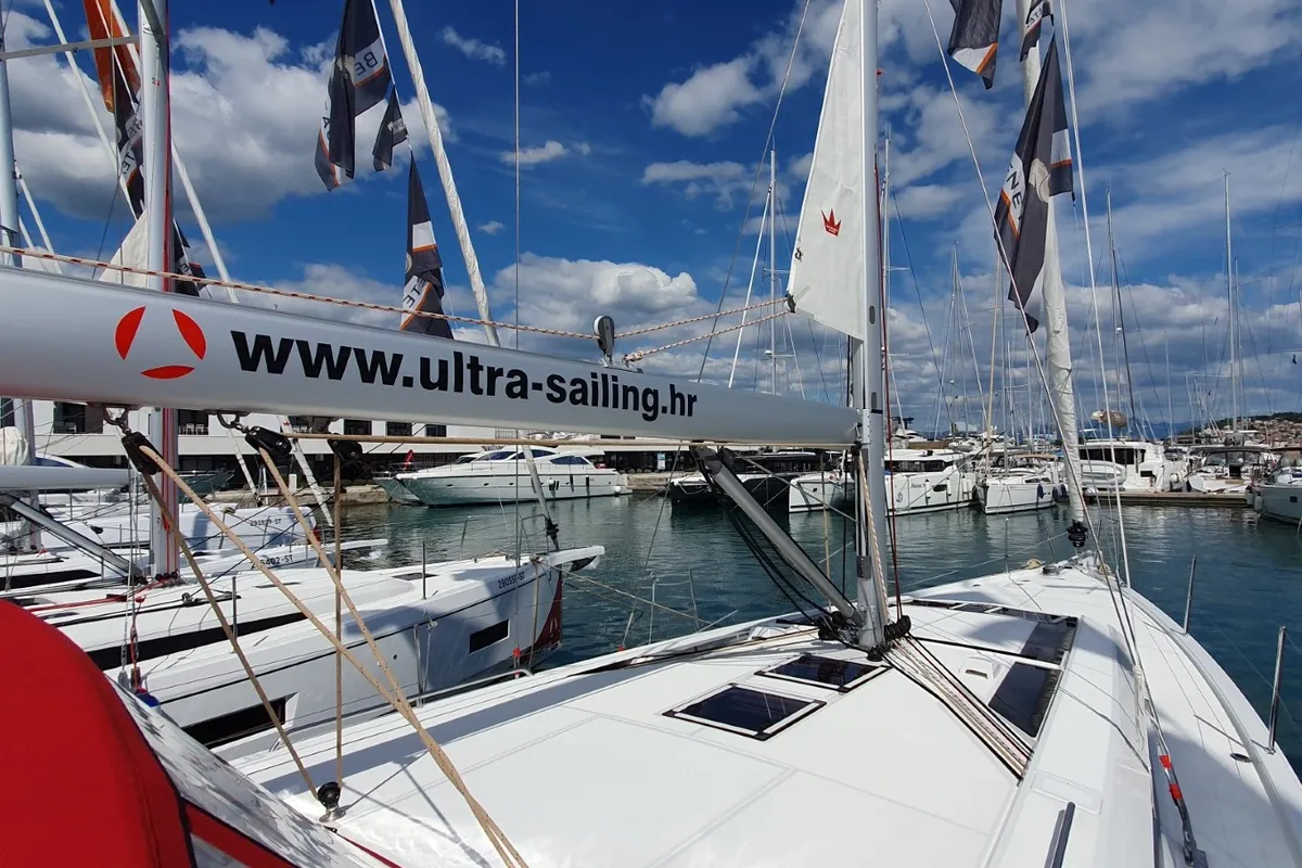 Deck of Dommie, a Beneteau Oceanis 46.1 sailboat at Split, Croatia