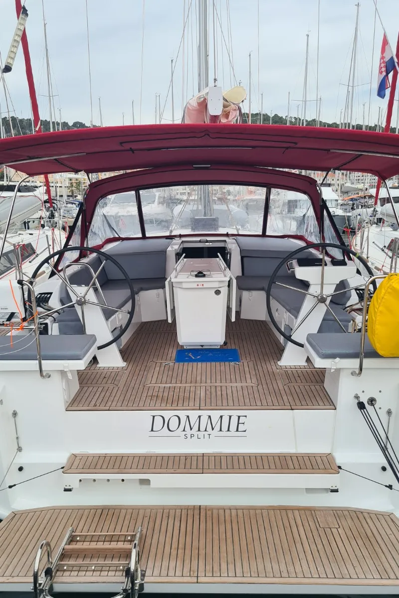 Exterior view of Dommie, a Beneteau Oceanis 46.1 sailboat at Split, Croatia