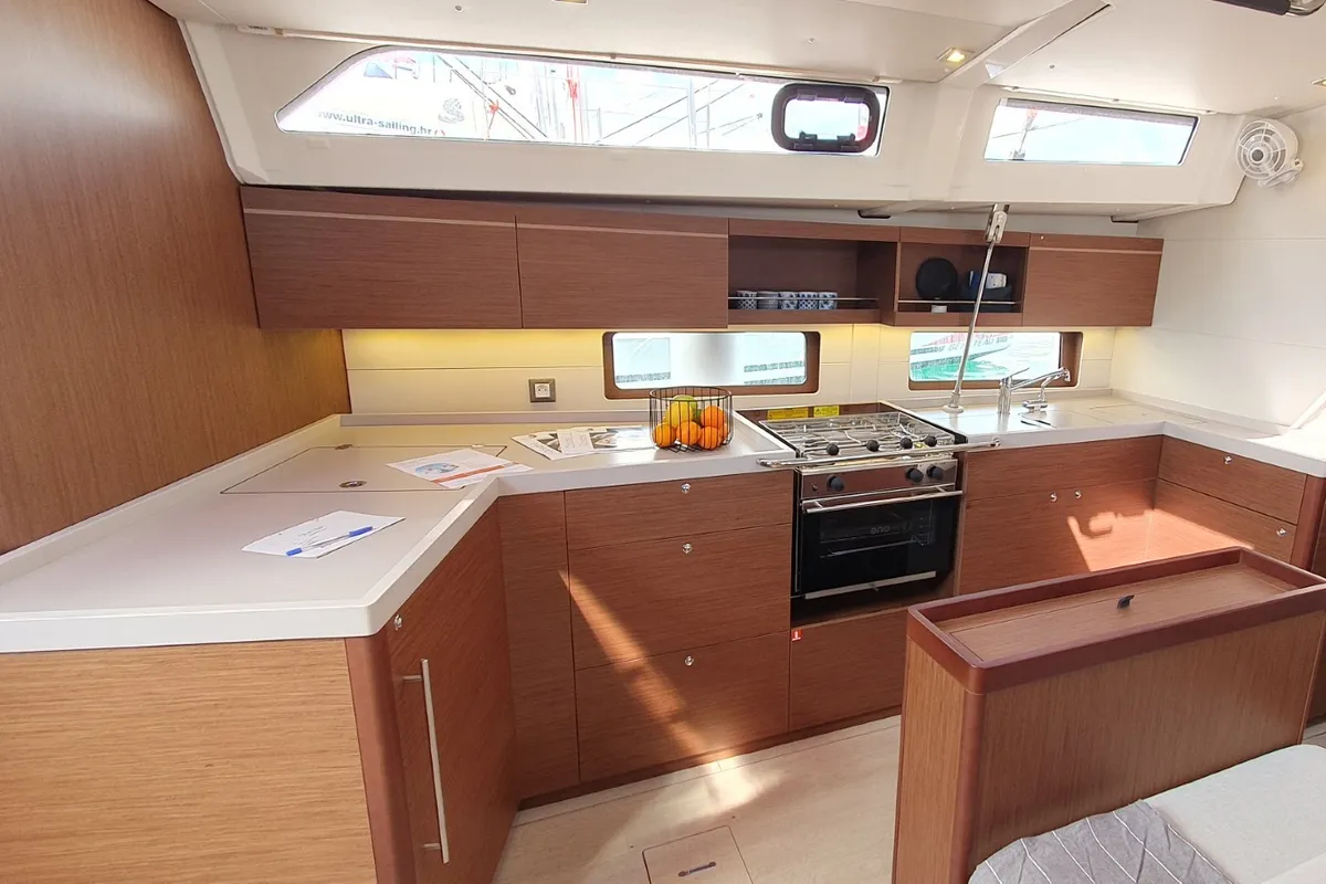 Galley of Dommie, a Beneteau Oceanis 46.1 sailboat at Split, Croatia