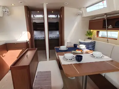 Salon of Dommie, a Beneteau Oceanis 46.1 sailboat at Split, Croatia