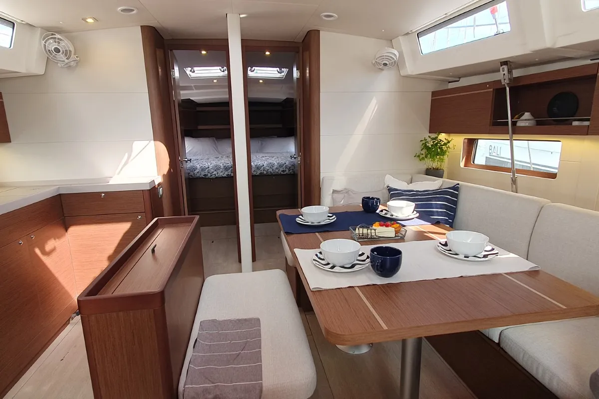 Salon of Dommie, a Beneteau Oceanis 46.1 sailboat at Split, Croatia