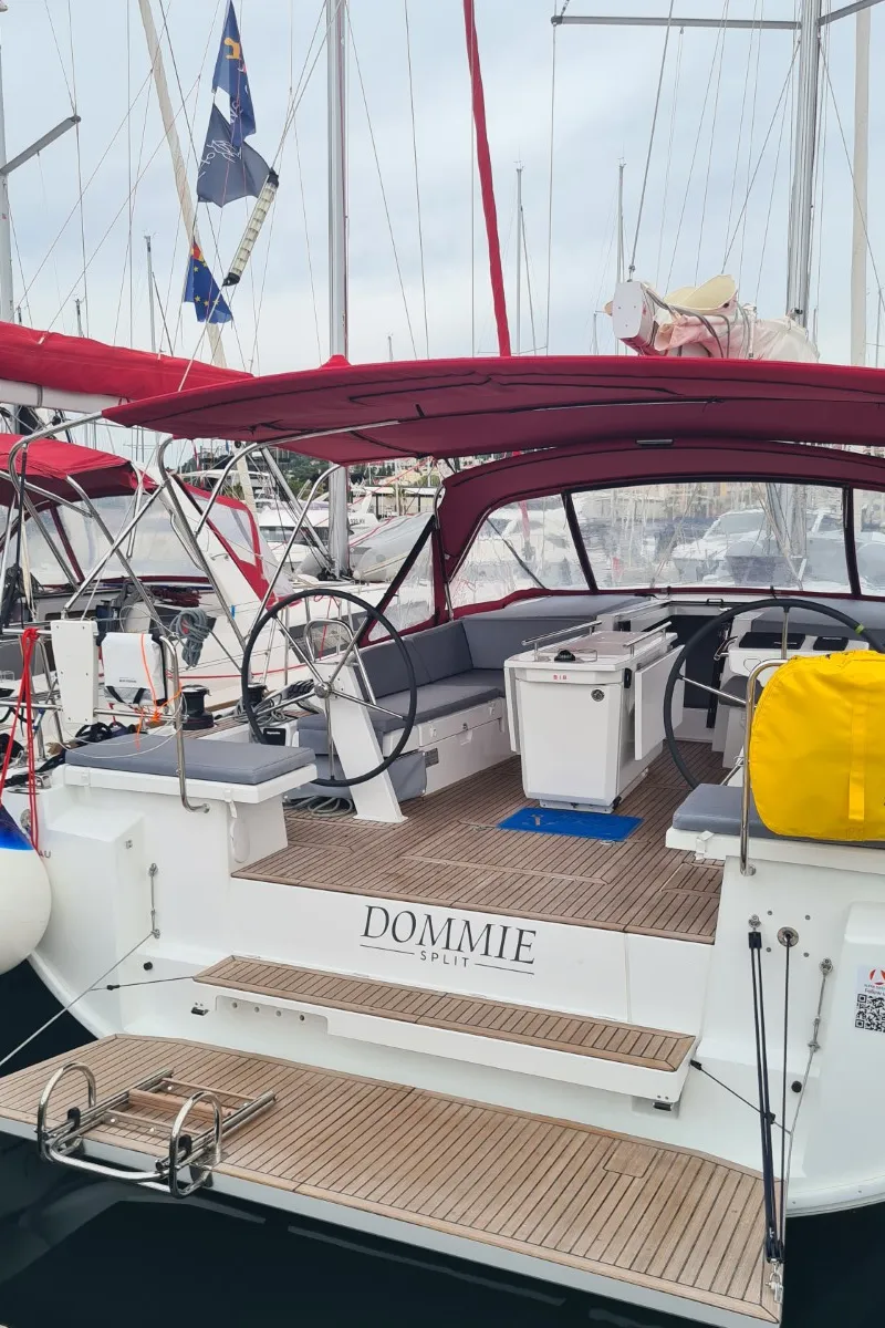 Exterior view of Dommie, a Beneteau Oceanis 46.1 sailboat at Split, Croatia