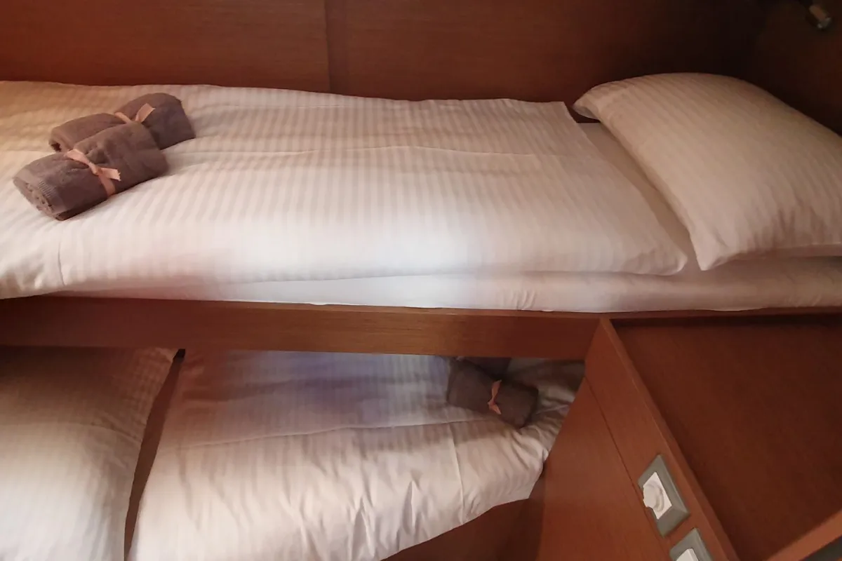 Cabin on Dommie, a Beneteau Oceanis 46.1 sailboat at Split, Croatia