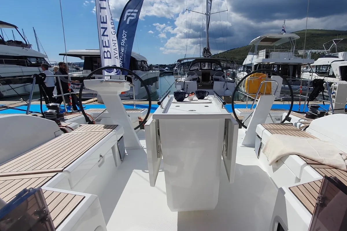 Deck of Dommie, a Beneteau Oceanis 46.1 sailboat at Split, Croatia