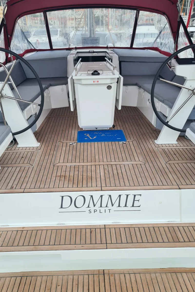Exterior view of Dommie, a Beneteau Oceanis 46.1 sailboat at Split, Croatia