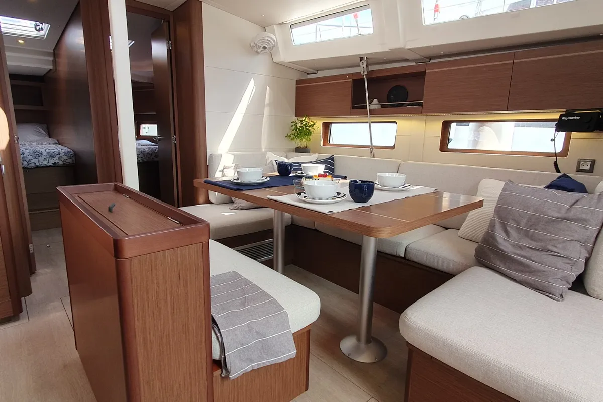 Salon of Dommie, a Beneteau Oceanis 46.1 sailboat at Split, Croatia