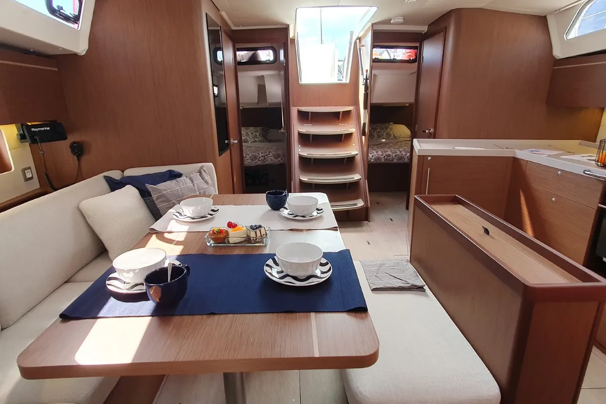 Salon of Dommie, a Beneteau Oceanis 46.1 sailboat at Split, Croatia