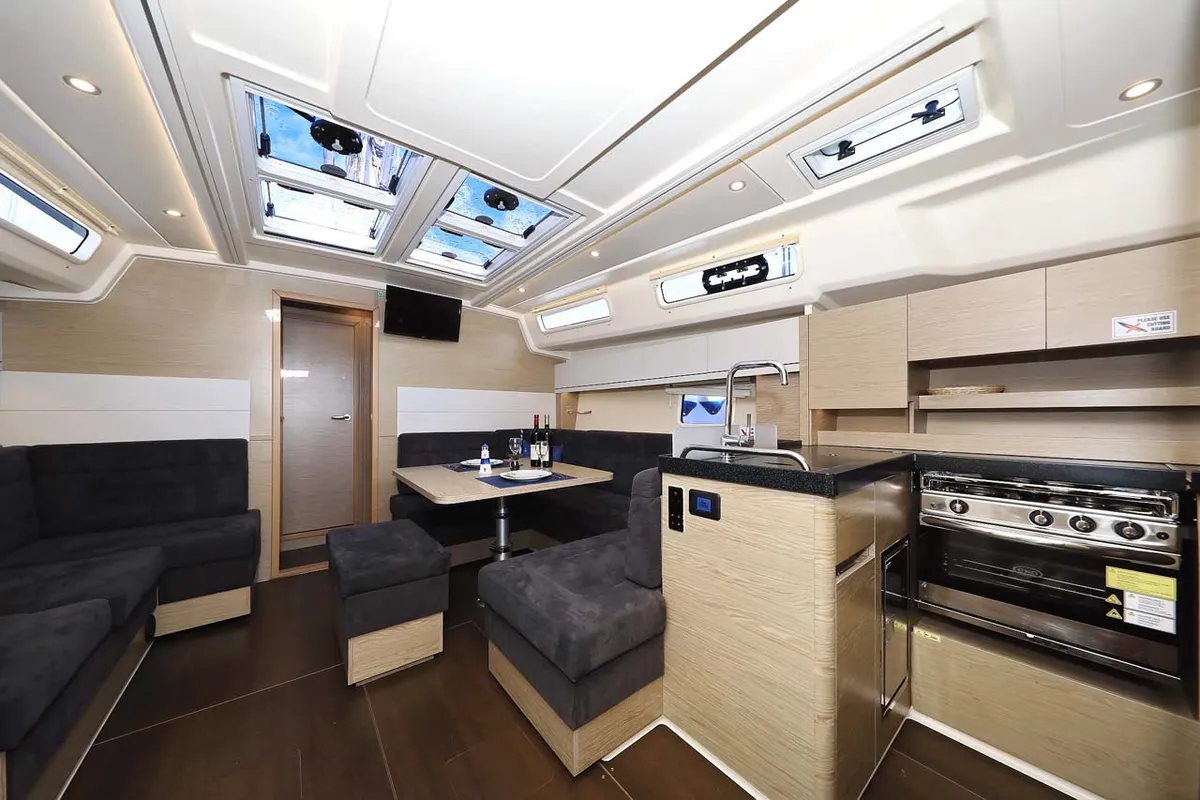 Salon of Adagio, a Hanse 458 sailboat at Split, Croatia