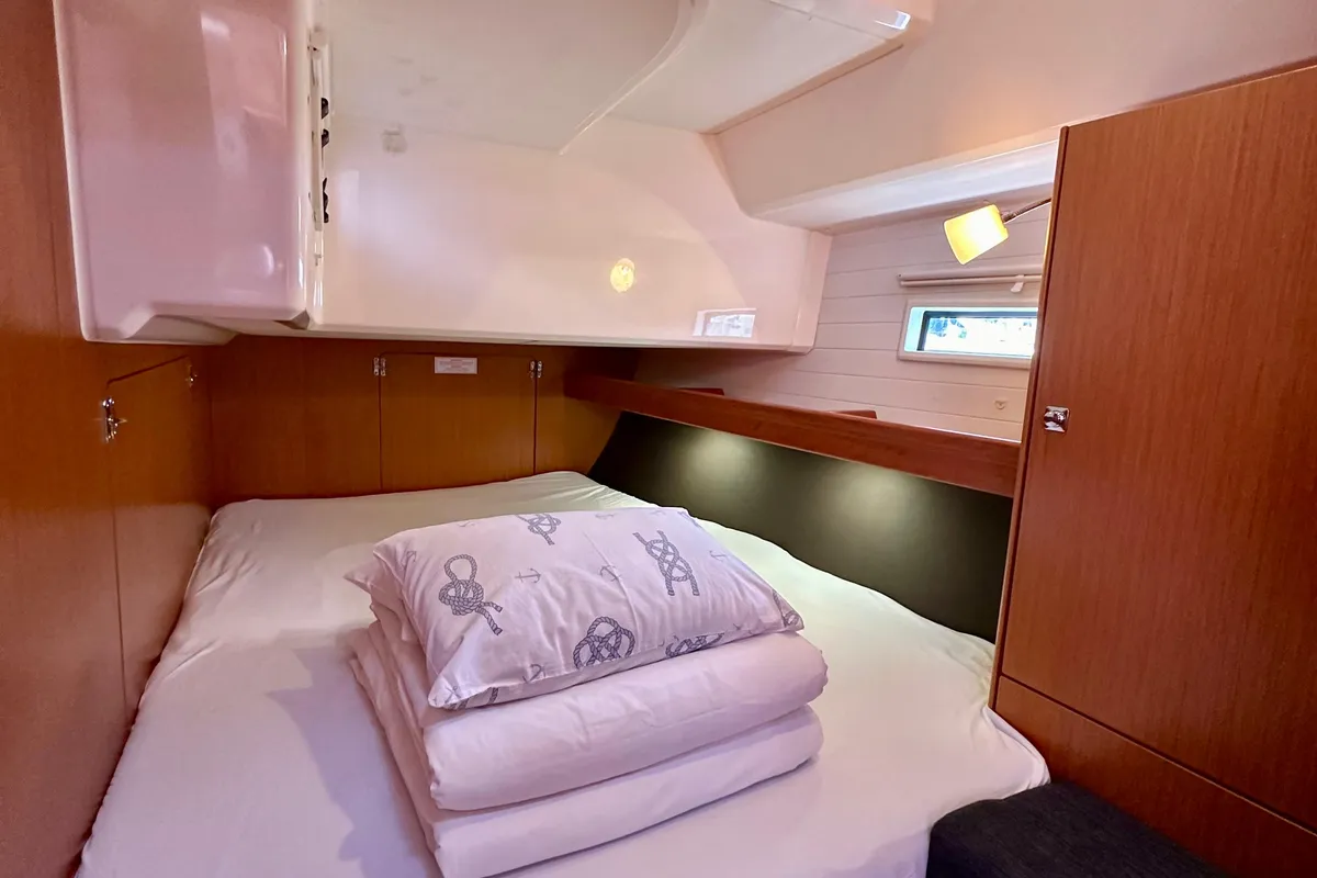 Cabin on Sestrica, a Bavaria Cruiser 46 sailboat at Sukošan, Croatia