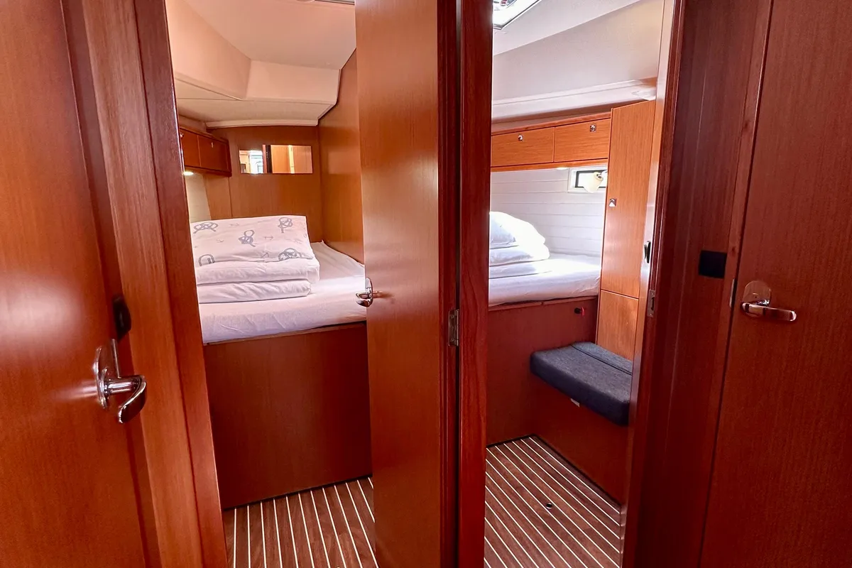 Cabin on Sestrica, a Bavaria Cruiser 46 sailboat at Sukošan, Croatia