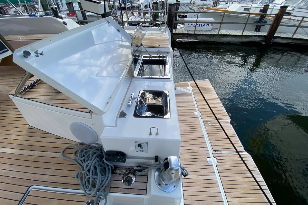 Deck of Liliana Bella, a Dufour 530 sailboat at Chesapeake, United States