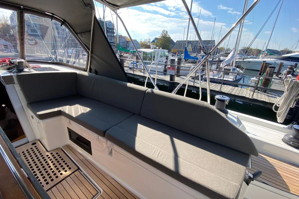 Deck of Liliana Bella, a Dufour 530 sailboat at Chesapeake, United States