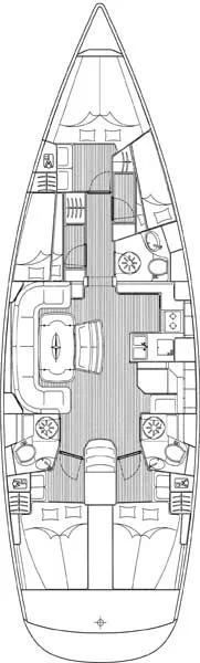 Floor plan of Tonina, a Bavaria 50 Cruiser sailboat at Punat, Croatia