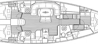 Floor plan of Tonina, a Bavaria 50 Cruiser sailboat at Punat, Croatia