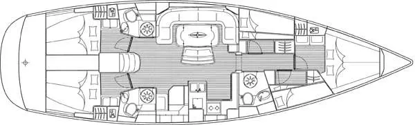 Floor plan of Tonina, a Bavaria 50 Cruiser sailboat at Punat, Croatia