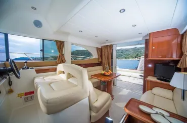 Salon of Franchy, a Jeanneau Prestige 36 motor yacht at Split, Croatia