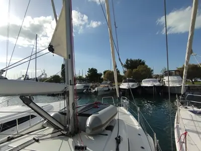Deck of La Mer, a Beneteau Oceanis 40.1 sailboat at Athens, Greece