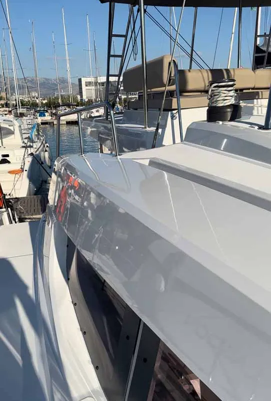Deck of Sunny, a Bali 4.6 catamaran at Grad Trogir, Croatia