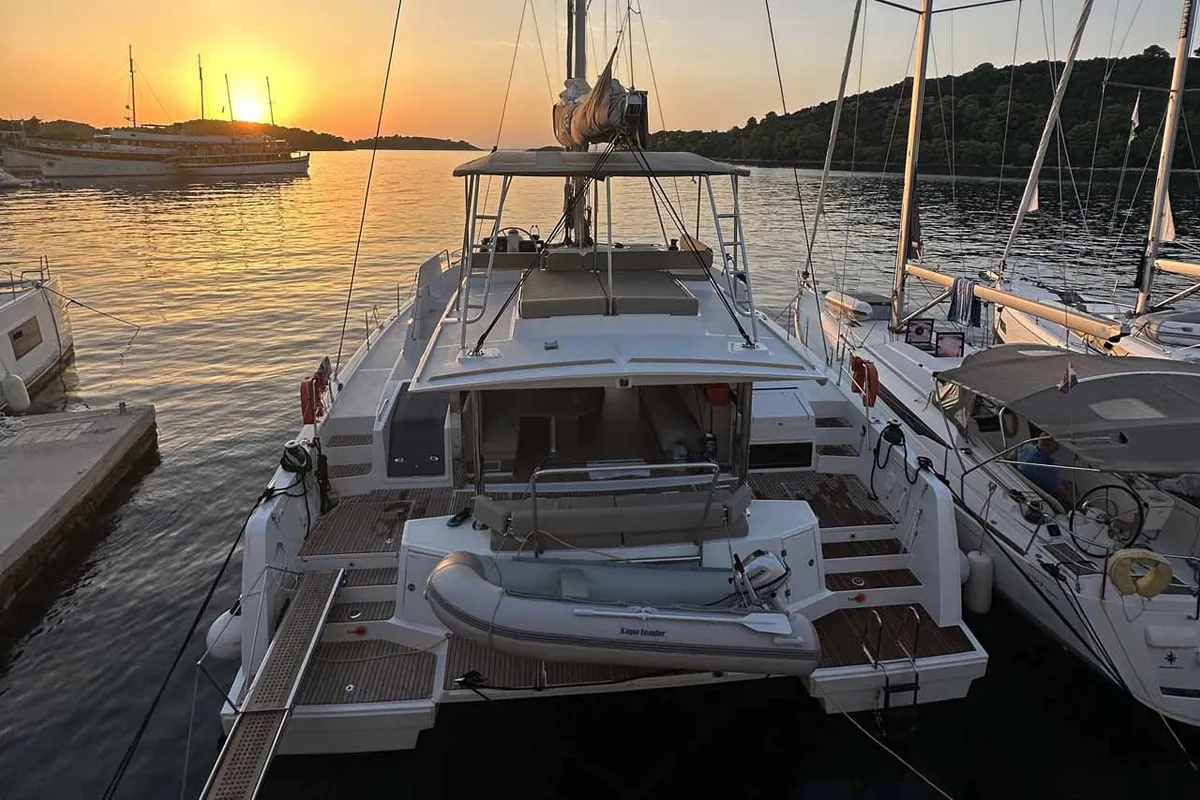 Exterior view of Sunny, a Bali 4.6 catamaran at Grad Trogir, Croatia