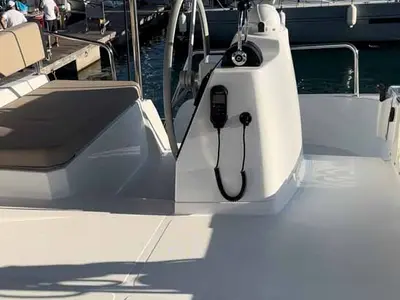 Cockpit of Sunny, a Bali 4.6 catamaran at Grad Trogir, Croatia