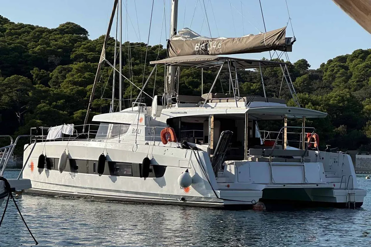 Exterior view of Sunny, a Bali 4.6 catamaran at Grad Trogir, Croatia