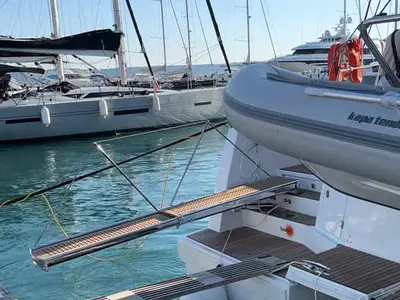 Deck of Sunny, a Bali 4.6 catamaran at Grad Trogir, Croatia