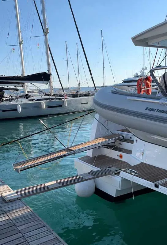 Deck of Sunny, a Bali 4.6 catamaran at Grad Trogir, Croatia