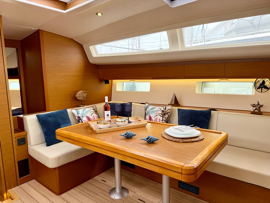 Salon of Our Lady, a Jeanneau 54 sailboat at Kos, Greece