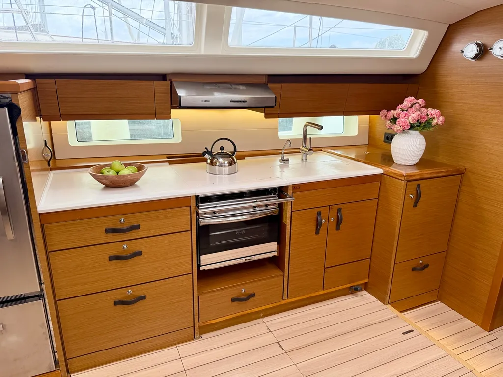 Cabin on Our Lady, a Jeanneau 54 sailboat at Kos, Greece