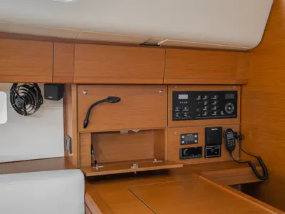 Cockpit of Our Lady, a Jeanneau 54 sailboat at Kos, Greece