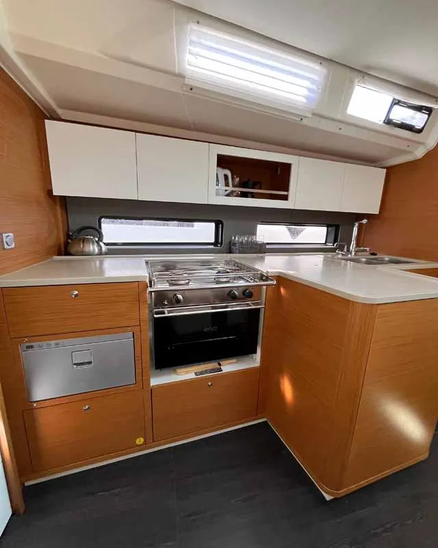 Galley of Inspire II, a Dufour 41 Performance sailboat at Grad Biograd na Moru, Croatia