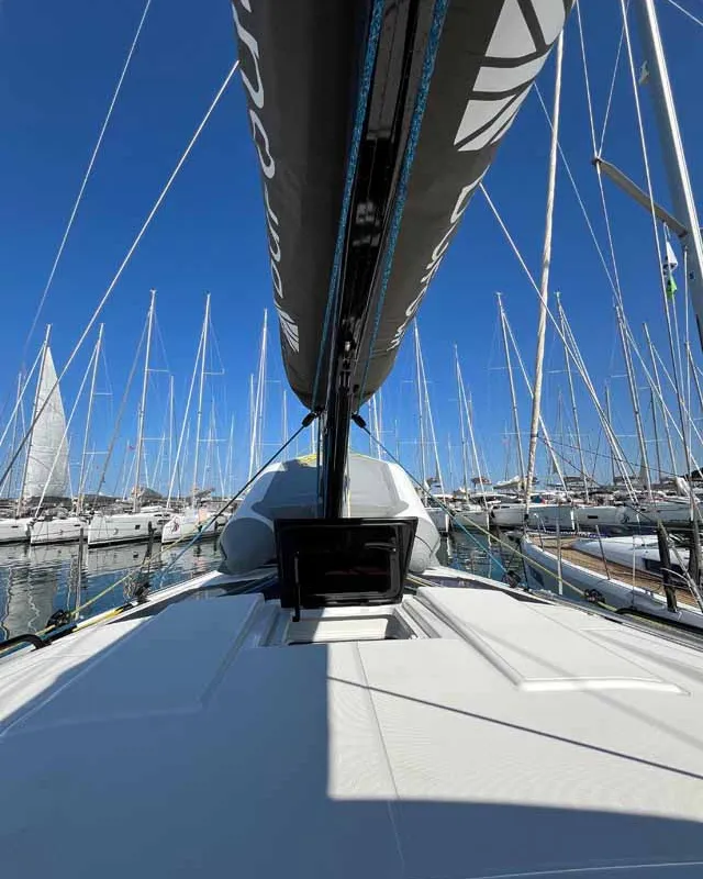 Deck of Inspire II, a Dufour 41 Performance sailboat at Grad Biograd na Moru, Croatia