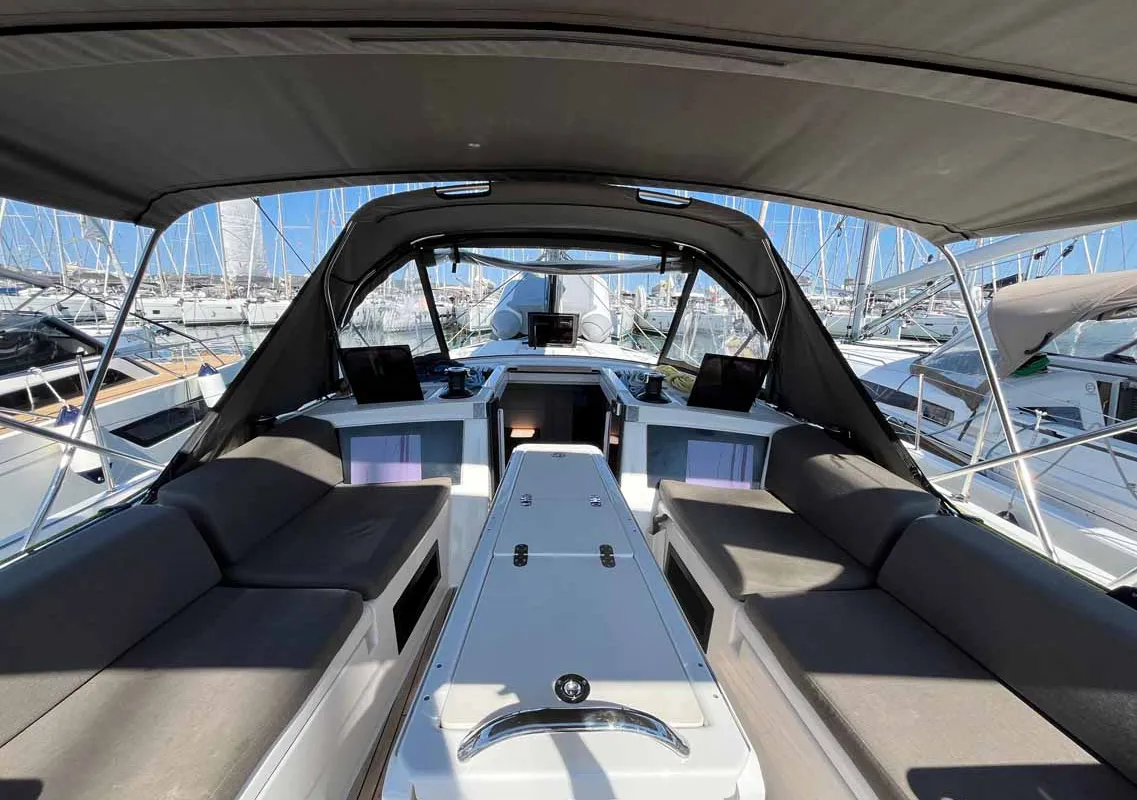 Cockpit of Inspire II, a Dufour 41 Performance sailboat at Grad Biograd na Moru, Croatia