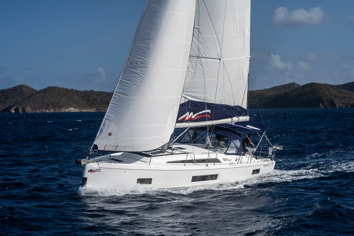 Exterior view of Moorings 46.3 Club, a Beneteau Oceanis 46.1 sailboat at Road Town, British Virgin Islands