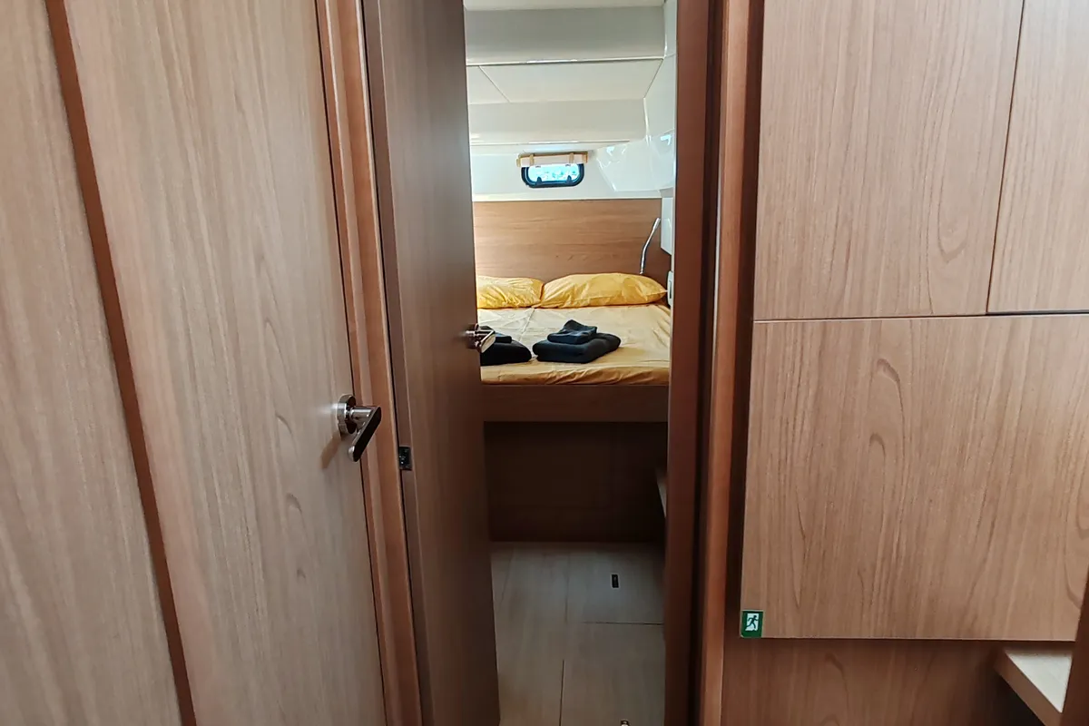 Cabin on Cocoon, a Bali Catsmart catamaran at Figari/Golfo Aranci, Italy