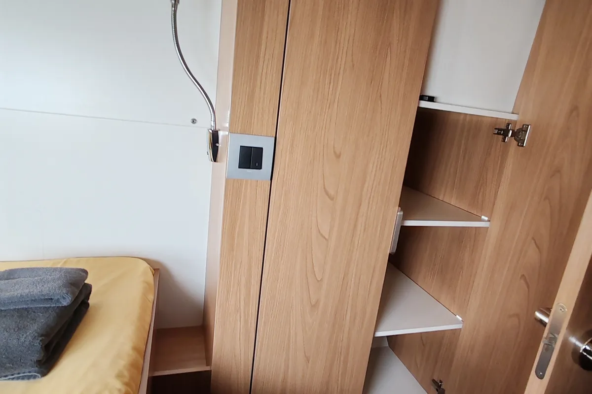 Cabin on Cocoon, a Bali Catsmart catamaran at Figari/Golfo Aranci, Italy