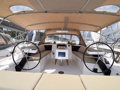 Cockpit of Ida 1, a Dufour 430 sailboat at Marmaris, Turkey