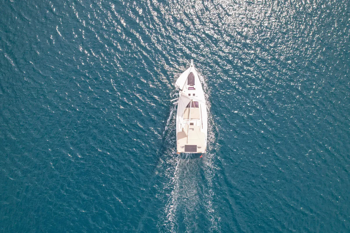 Exterior view of Ida 1, a Dufour 430 sailboat at Marmaris, Turkey