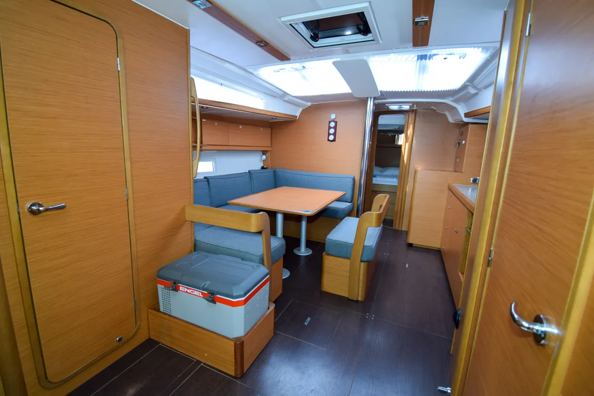 Salon of Ida 1, a Dufour 430 sailboat at Marmaris, Turkey