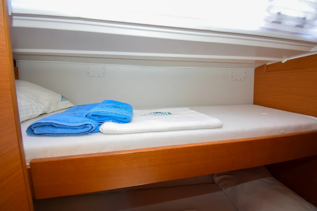 Cabin on Ida 1, a Dufour 430 sailboat at Marmaris, Turkey