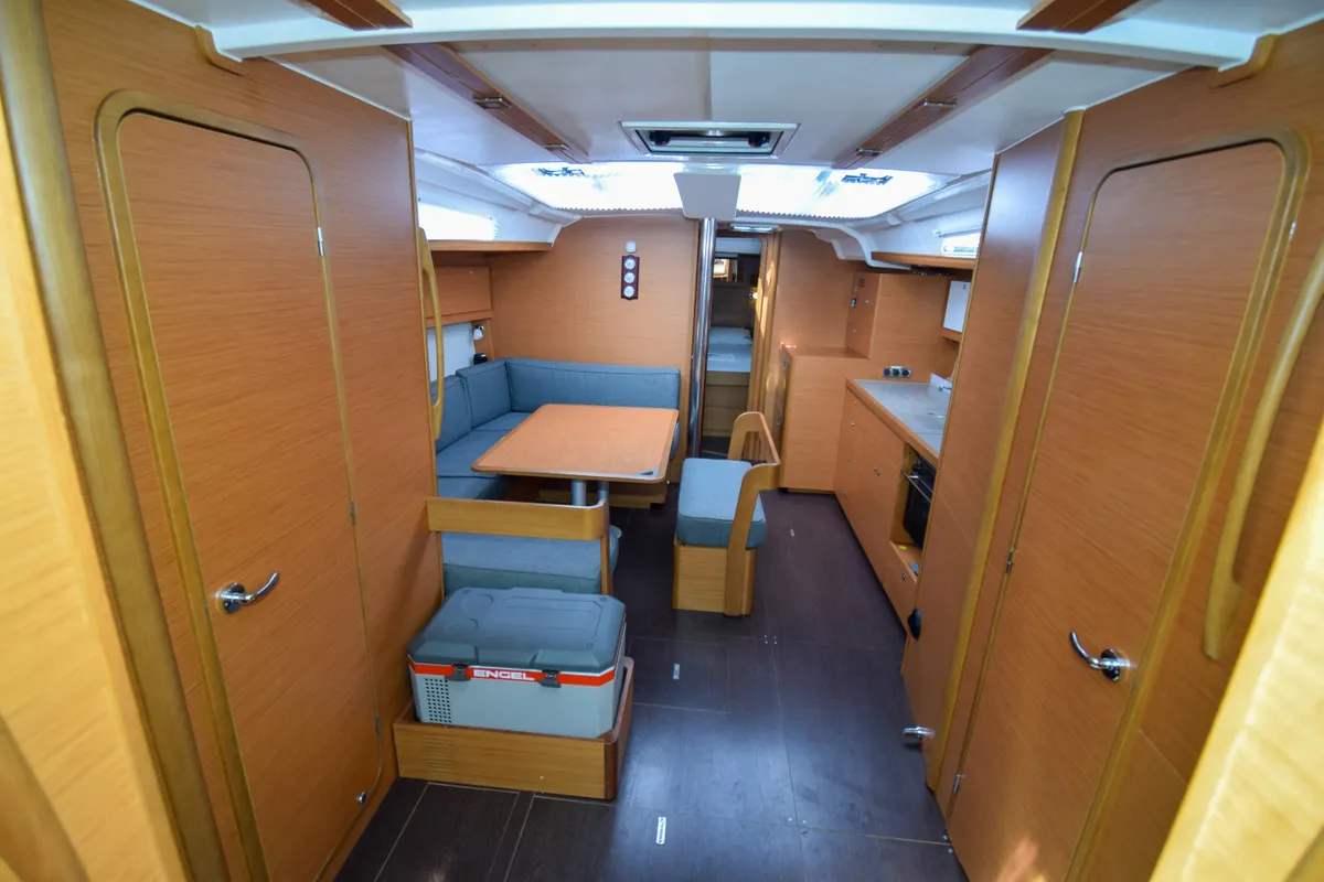 Salon of Ida 1, a Dufour 430 sailboat at Marmaris, Turkey