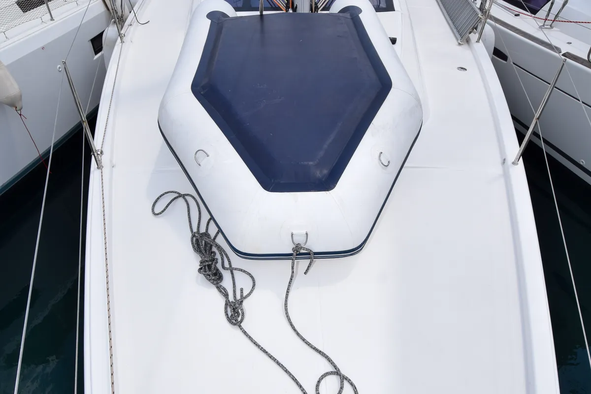Deck of Ida 1, a Dufour 430 sailboat at Marmaris, Turkey