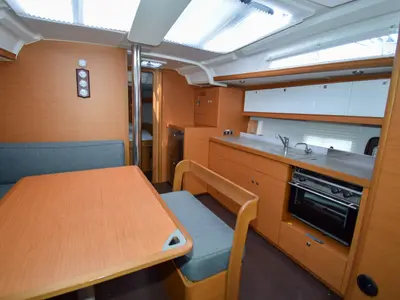 Salon of Ida 1, a Dufour 430 sailboat at Marmaris, Turkey