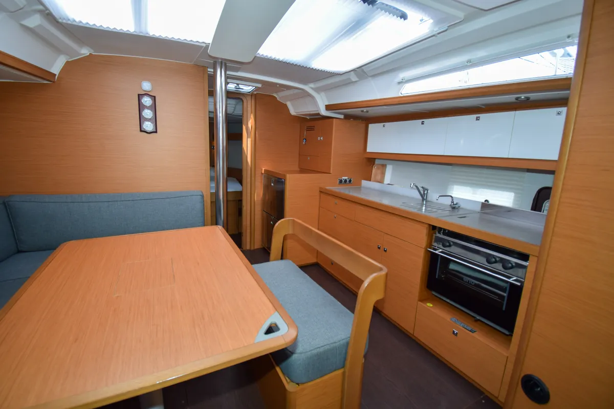 Salon of Ida 1, a Dufour 430 sailboat at Marmaris, Turkey