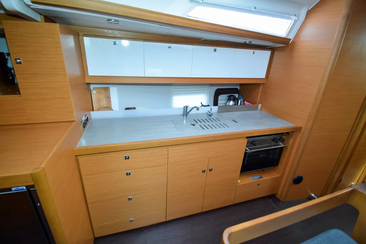 Galley of Ida 1, a Dufour 430 sailboat at Marmaris, Turkey