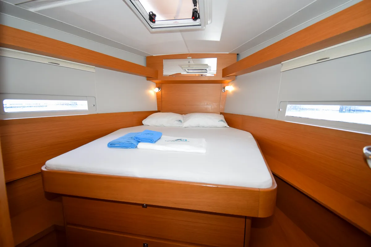 Cabin on Ida 1, a Dufour 430 sailboat at Marmaris, Turkey