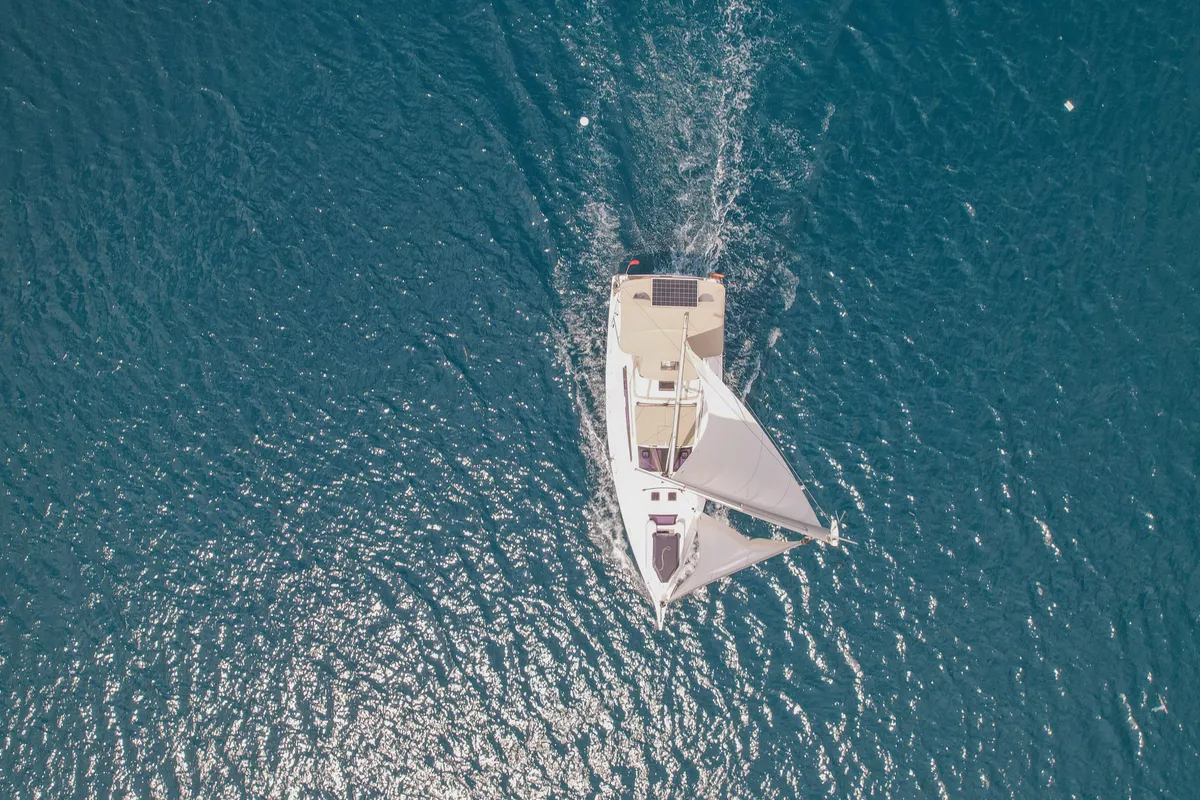 Exterior view of Ida 1, a Dufour 430 sailboat at Marmaris, Turkey