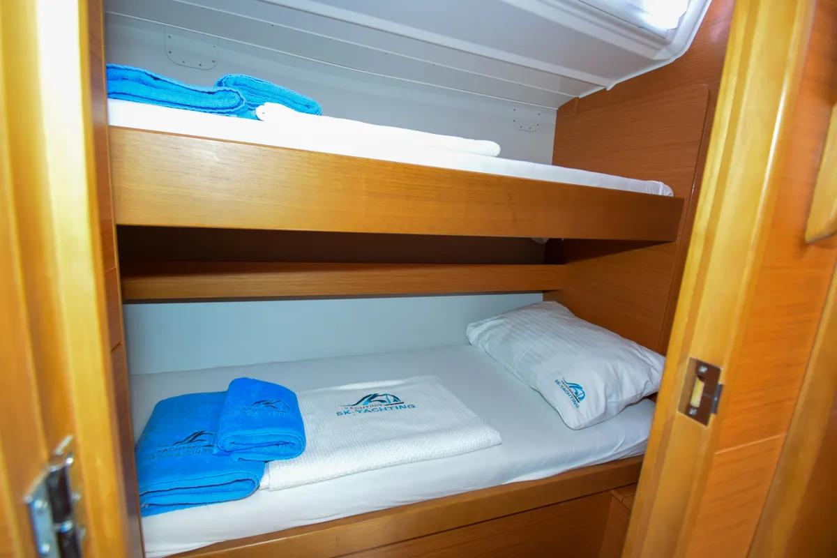 Cabin on Ida 1, a Dufour 430 sailboat at Marmaris, Turkey