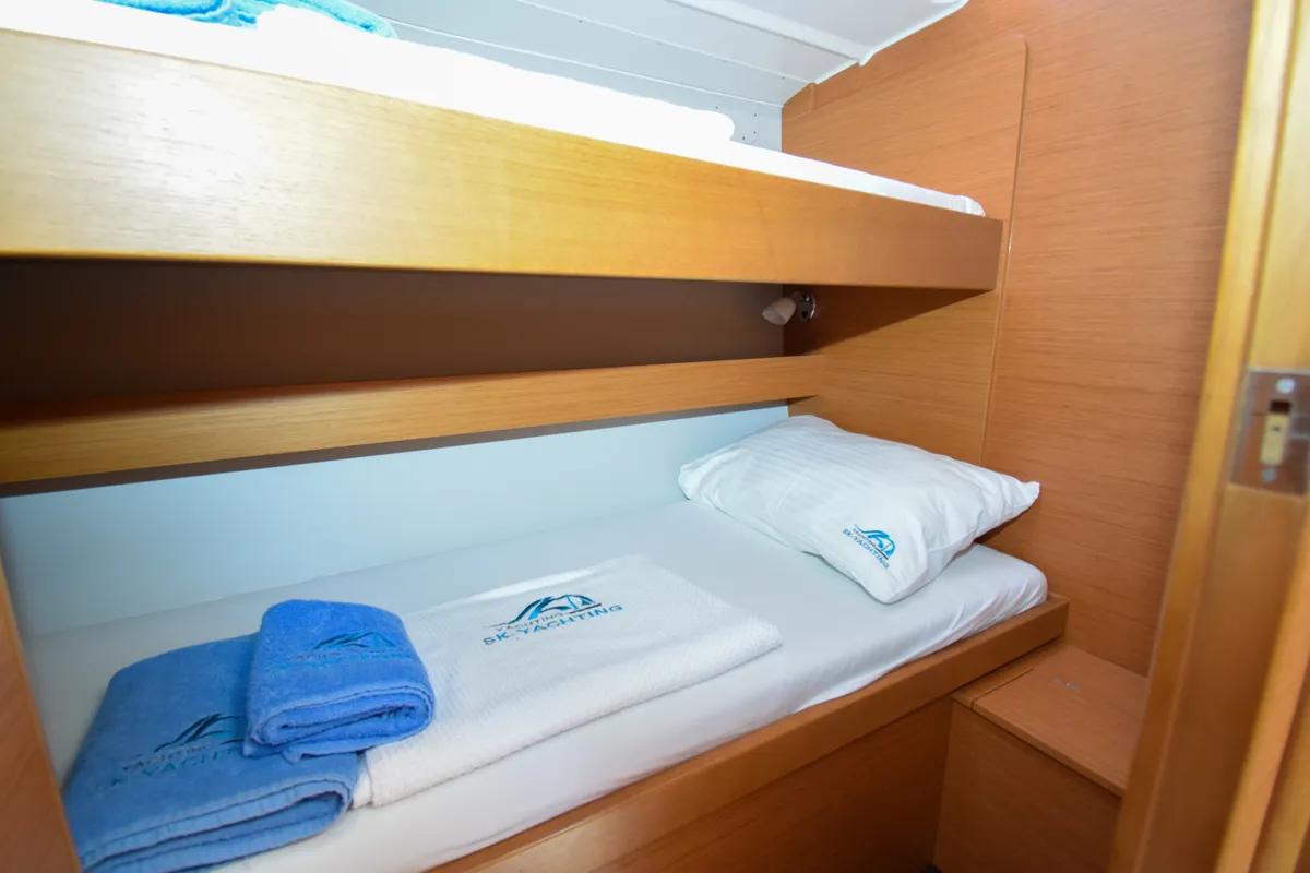 Cabin on Ida 1, a Dufour 430 sailboat at Marmaris, Turkey